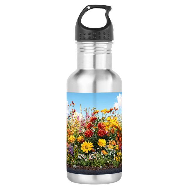 Bouteille d'eau du jardin fleur sauvage. (Devant)