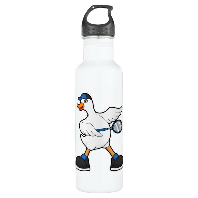 Bouteille D'eau Duck at Tennis with Tennis racket & Cap (Devant)