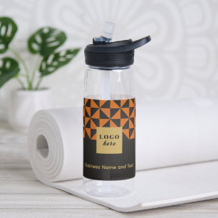 Bouteille D'eau Duo noir et orange - Logo d'affaires