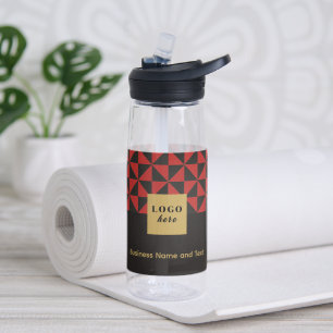 Bouteille D'eau Duo noir et rouge - Logo d'affaires