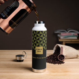 Bouteille D'eau Duo noir & olive - Logo d'affaires