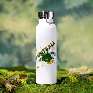 Bouteille d'eau éclaboussée de paintball