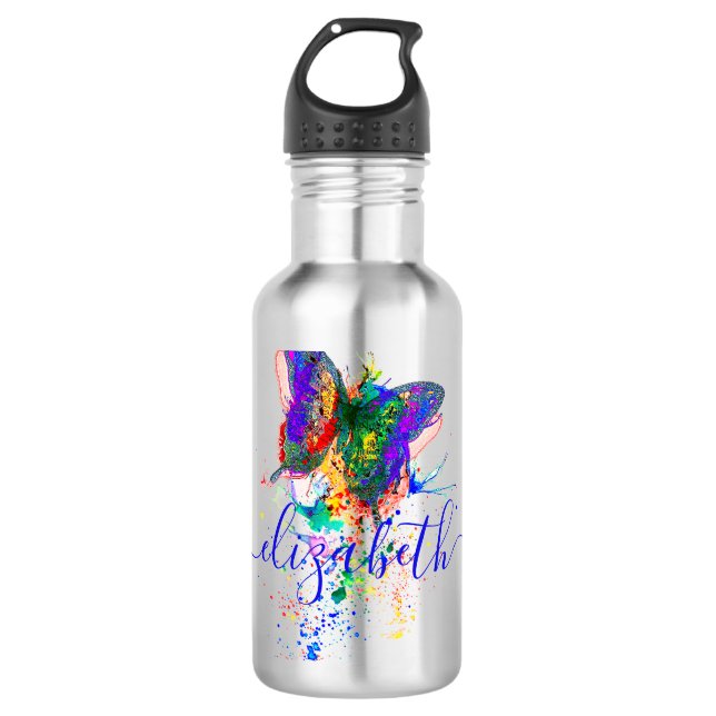 Bouteille D'eau Éclaboussure de papillon personnalisée   (Devant)