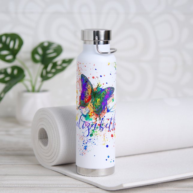 Bouteille D'eau Éclaboussure de papillon personnalisée    (Yoga)