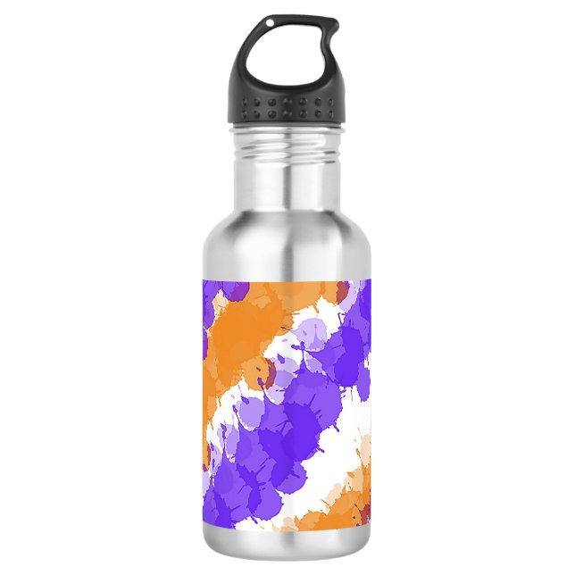 Bouteille D'eau Éclaboussure vive orange et violet (Devant)