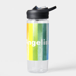 Bouteille D'eau École de nom d'aquarelle Rainbow
