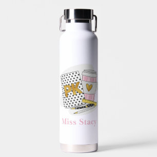 Bouteille D'eau École Pré K Blanc Personnalisé