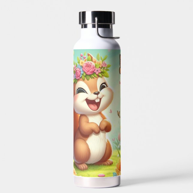 Bouteille D'eau Écureuil du printemps mignon et heureux (Gauche)