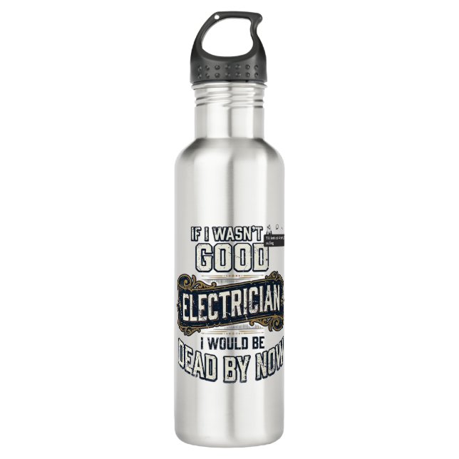 Bouteille D'eau Électricien drôle citation de gravure vintage conc (Devant)