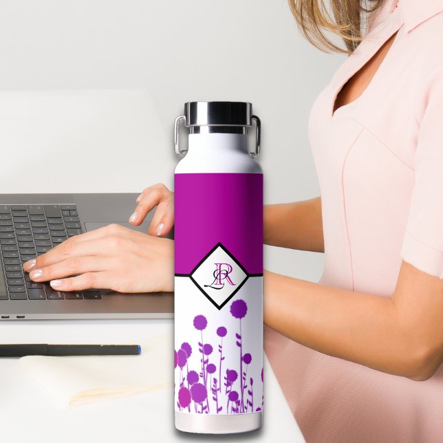 Bouteille D'eau Elegance éclot : monogramme personnalisé (Créateur téléchargé)
