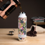 Bouteille D'eau Elégant Aquarelle de marine rose Floral Custom Wed<br><div class="desc">Bleu élégant sur mesure et couleur d'eau marine Floral personnalisé bouteille d'eau de mariage sur mesure</div>