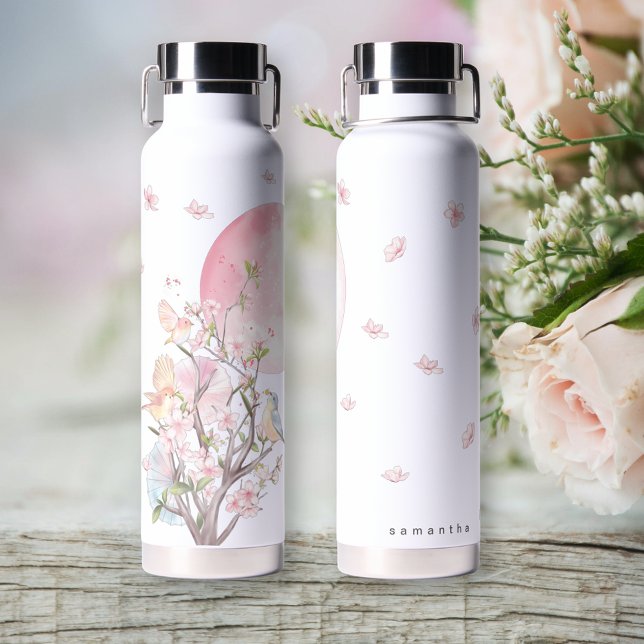 Bouteille D'eau Élégant Baptême de Mariée Fleur de Cerisier (Créateur téléchargé)