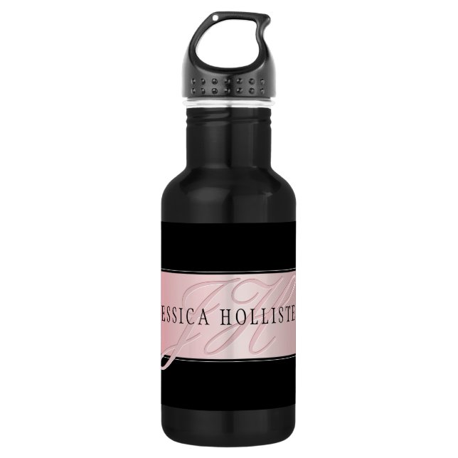 Bouteille D'eau Elégant Blush Faux Rose Gold | Nom et initiales (Devant)