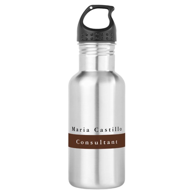 Bouteille D'eau Élégant Brown blanc minimaliste (Devant)