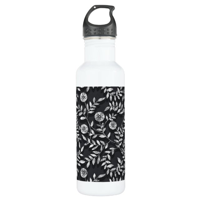 Bouteille D'eau Elegant Chalkboard Floral Pattern (Devant)