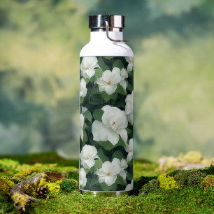 Bouteille D'eau Élégant classique vert botanique blanc floral