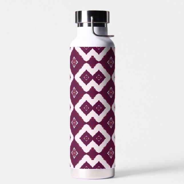 Bouteille D'eau Elegant Dark Red Geometric Pattern Stainless Steel (Gauche)