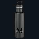Bouteille D'eau Élégant Monogramme Simpliste Noir Et Blanc<br><div class="desc">Élégant Monogramme Simpliste Noir Et Blanc Acier Inoxydable Bouteille d'eau</div>