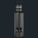 Bouteille D'eau Élégant Monogramme Simpliste Noir Et Blanc<br><div class="desc">Élégant Monogramme Simpliste Noir Et Blanc Acier Inoxydable Bouteille d'eau</div>