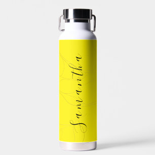 Bouteille D'eau Élégant motif marbre avec nom en jaune écriture sc