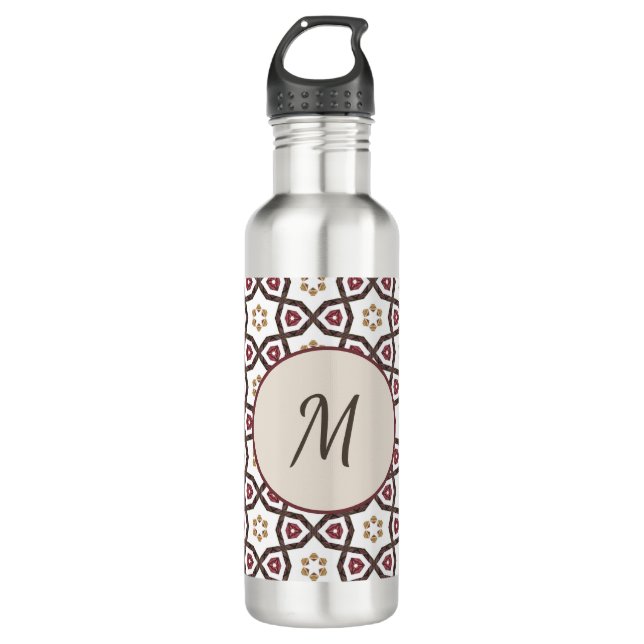 Bouteille D'eau Élégant Motif moderne Monogramme initial personnal (Devant)