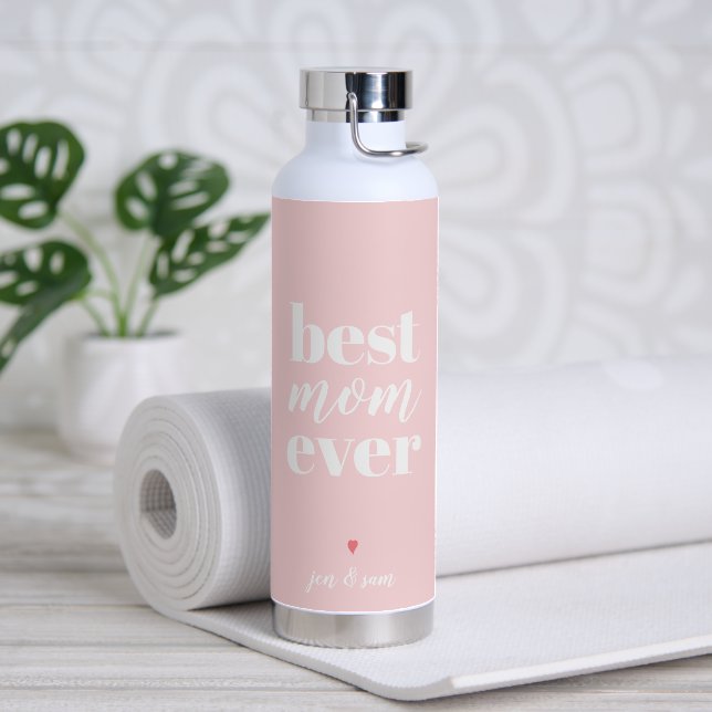 Bouteille D'eau Élégant Script Blush Pink Meilleure Maman Jour des (Yoga)