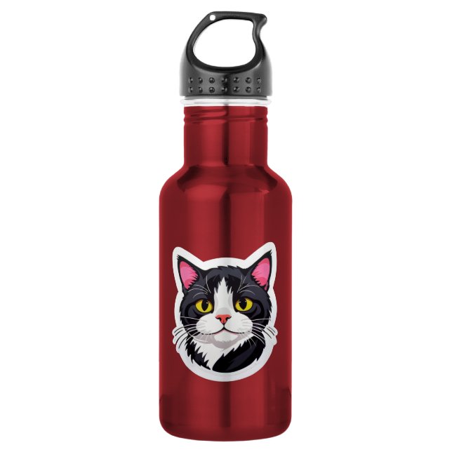 Bouteille d'eau élégante avec autocollant de chat  (Devant)