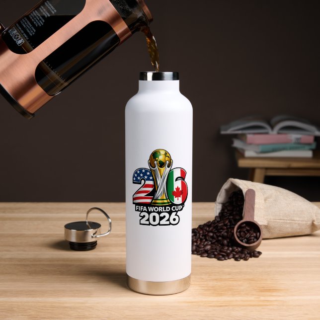 Bouteille D'eau Élégante Coupe du Monde de la FIFA 2026 (Café (pivotée))