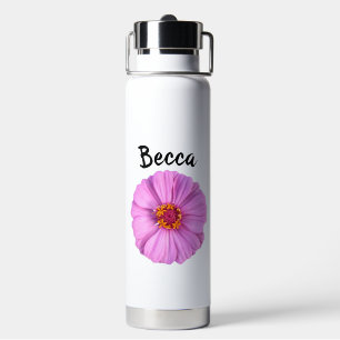 Bouteille D'eau Élégante Fleur rose Zinnia personnalisée