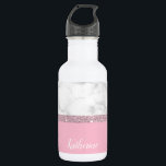 Bouteille D'eau Elégante parties scintillant en or rose blanc marb<br><div class="desc">Mor rose,  marbre blanc et rose.</div>
