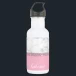 Bouteille D'eau Elégante parties scintillant en or rose blanc marb<br><div class="desc">Mor rose,  marbre blanc et rose.</div>