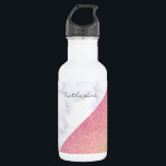 Bouteille D'eau Elégante parties scintillant en or rose en marbre<br><div class="desc">Design géométrique moderne avec parties scintillant d'or imitation rose et bloc de couleur marbre blanc.</div>