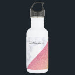 Bouteille D'eau Elégante parties scintillant en or rose en marbre<br><div class="desc">Design géométrique moderne avec parties scintillant d'or imitation rose et bloc de couleur marbre blanc.</div>