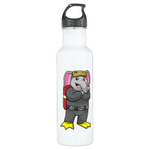 Bouteille D'eau Elephant comme plongeur avec lunettes de plongée