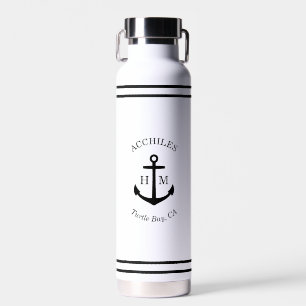 Bouteille D'eau Emblème d'Ancre noire personnalisée