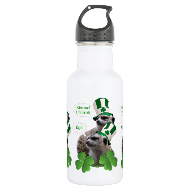 Bouteille D'eau Embrasse-moi Je suis un meerkat design irlandais (Devant)