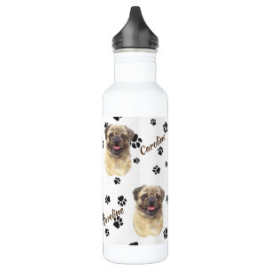 Bouteille D'eau Empreinte de chien Carlin de couleur Fawn