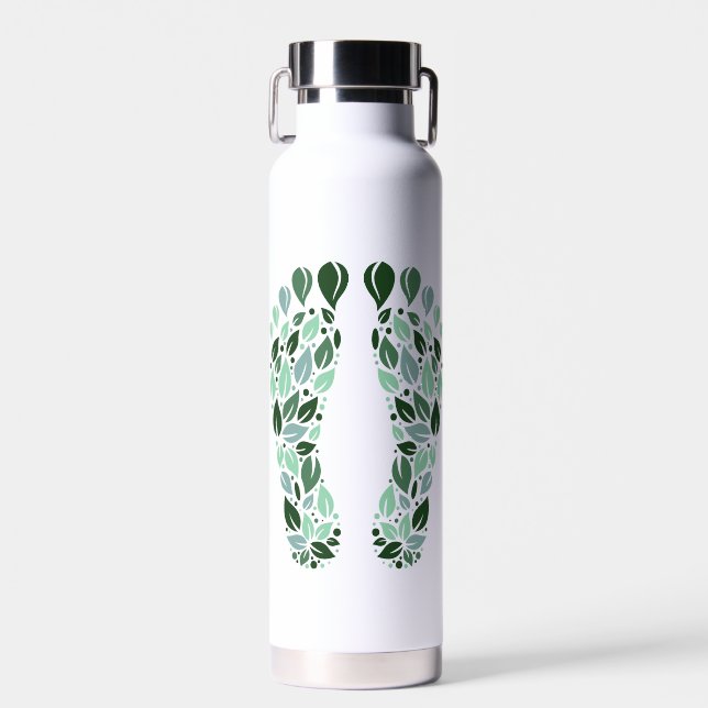 Bouteille D'eau Empreinte de feuille verte écologique (Avant)