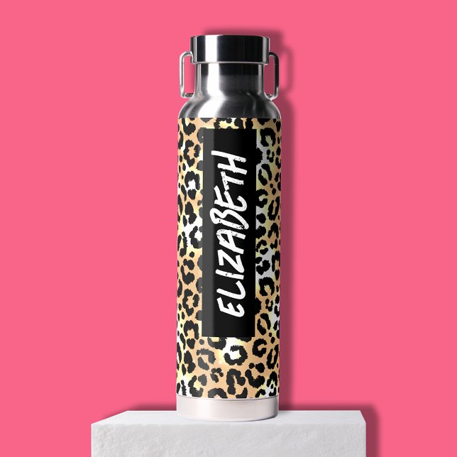 Bouteille D'eau Empreinte de léopard (Leopard print personalized thermal water bottle)