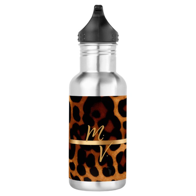 Bouteille D'eau Empreinte de léopard monogramme chic et tendance (Droite)