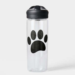Bouteille D'eau Empreinte de patte de chien de texture en cuir noi