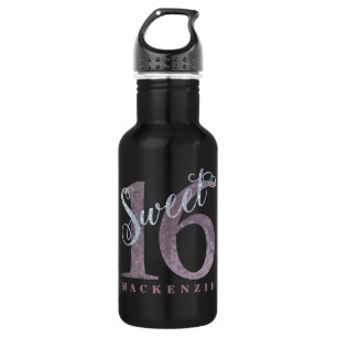 Bouteille D'eau En Acier Inoxydable 16e Rose Dusty Sweet 16 Parties scintillant d'ar