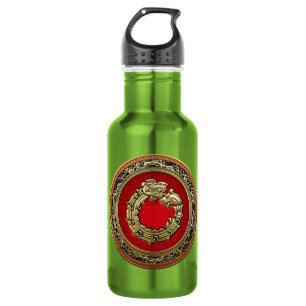 Bouteille D'eau En Acier Inoxydable [200] Serpent Dieu Quetzalcoatl [Or]