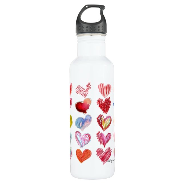 Bouteille D'eau En Acier Inoxydable 30 Valentine Amour Coeurs Eau (Devant)
