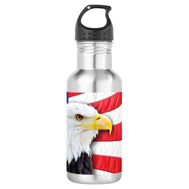Bouteille D'eau En Acier Inoxydable Aigle et drapeau (Devant)