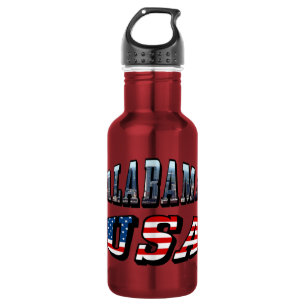Bouteille D'eau En Acier Inoxydable Alabama Photo et USA Flag Font