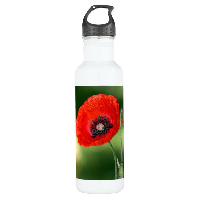Bouteille D'eau En Acier Inoxydable Aluminium de graines de pavot rouge 24oz (Devant)