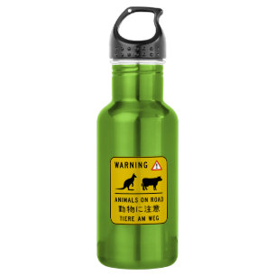Bouteille D'eau En Acier Inoxydable Animaux sur la route, panneau d'avertissement,
