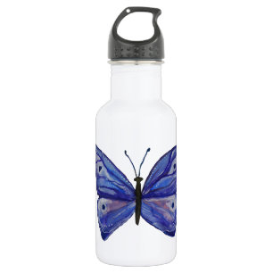 Bouteille D'eau En Acier Inoxydable Aquarelle Bleu Papillon Aquarelle personnalisée Bo