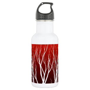 Bouteille D'eau En Acier Inoxydable Arbre de vie : Arbres blancs sur l'art rouge
